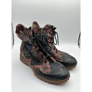 Lartiste Spring Step Ilana Womens EU 41 Floral Embossed Lace Up Ankle Boots
